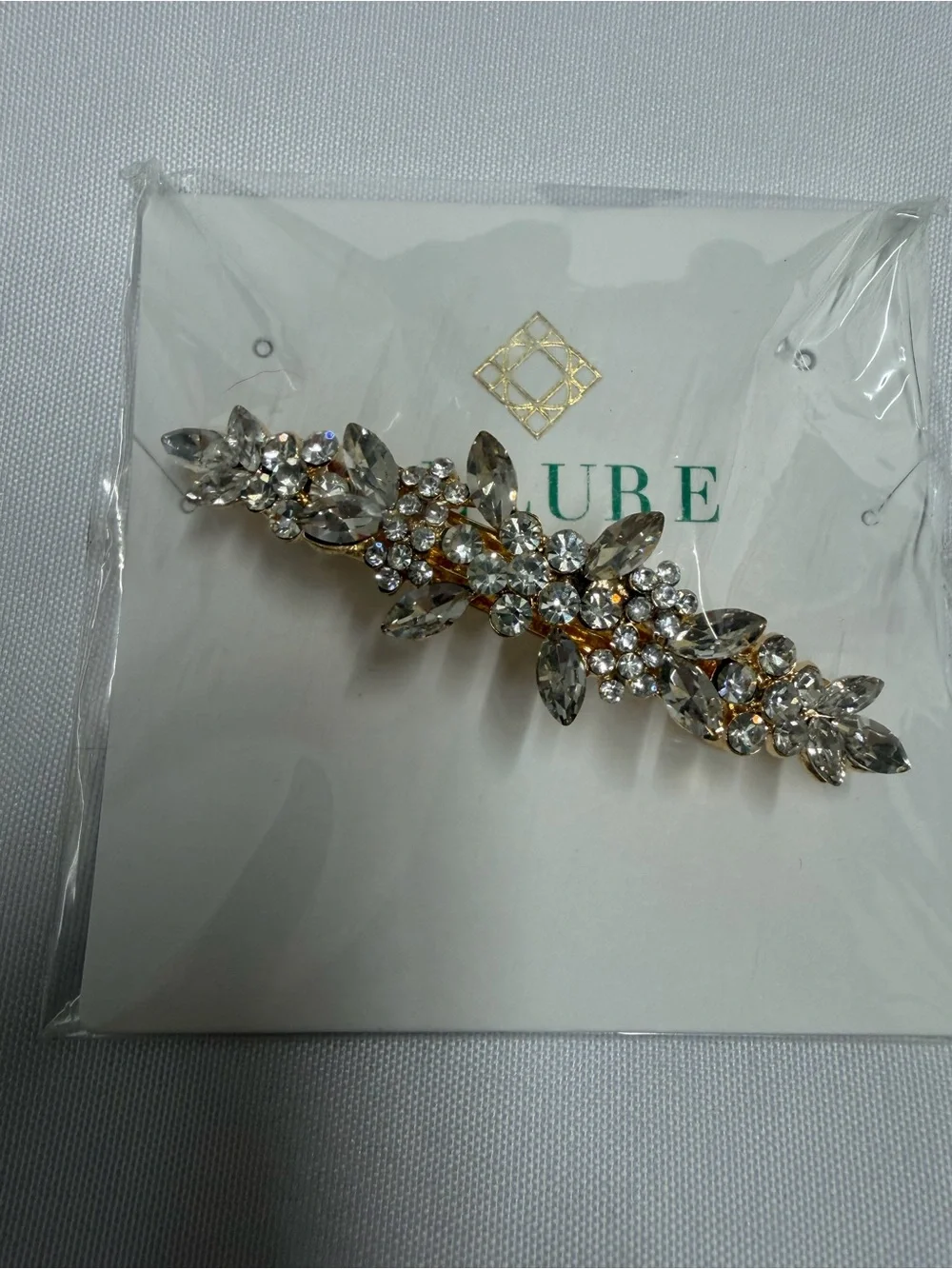 Allure Gold Floral Rhinestone Barrette